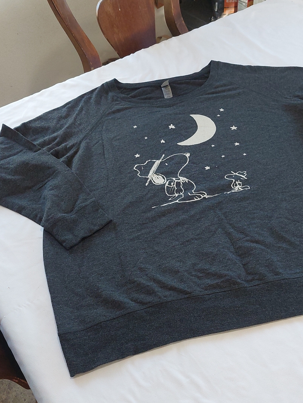 Instant Messages Womens Dark Gray Snoopy Sweatshirt with Moon Print.Size 3 X